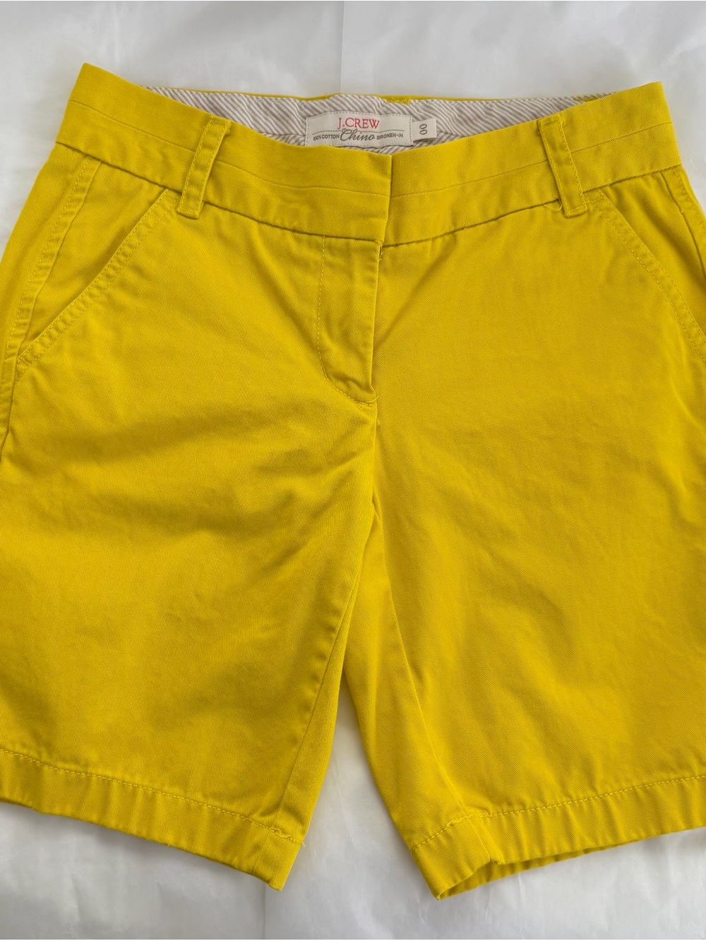 J. Crew Bright Yellow Low Rise Chino Bermuda Shorts 100% Cotton size 00
